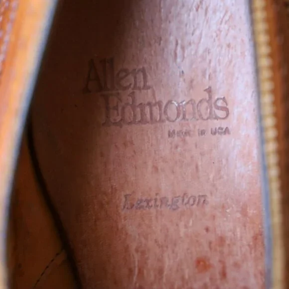 SALE - Allen Edmonds 10.5-D Lexington Burnished Walnut Derby Mens Dress Shoes - Picture 11 of 15